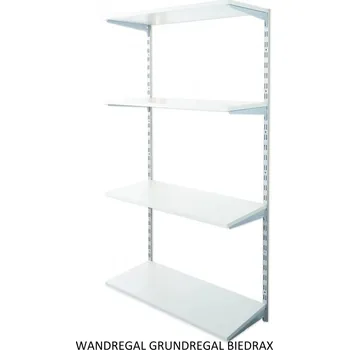 regál Biedrax Nástěnný regál základní 50 x 80 x 150 cm, stříbrný - 4 police šedá