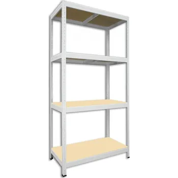 Kovový regál do technické místnosti Biedrax 45 x 75 x 180 cm, bílý - 4 police MDF