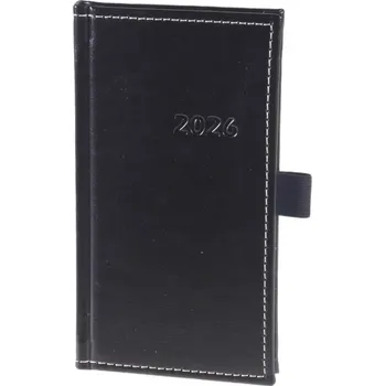 Diář Diář týdenní kapesní A6 Erba - koženka černá / béžově obšitá