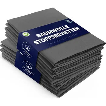 Papírový ubrousek LivinEase Bavlněné Ubrousky Uhlově Šedé 12ks Organická Bavlna 46x46 cm