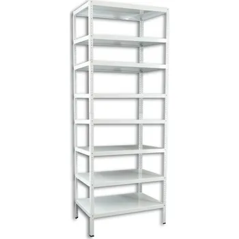 Dílenský regál Biedrax Šroubovaný regál do technické místnosti Biedrax, bílý - 45 x 130 x 250 cm, 8 polic