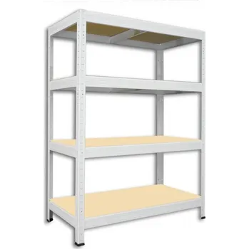 Dílenský regál Kovový regál do technické místnosti Biedrax 60 x 60 x 90 cm, bílý - 4 police MDF