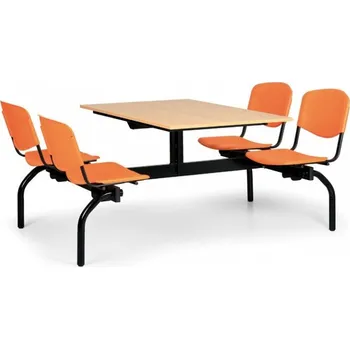 Jídelní stůl Stoly do školní jídelny Biedrax JS3840b - oranžová plastová sedadla, deska buk