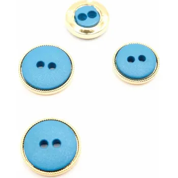 Knoflík Dírkový knoflík - vroubky - tyrkysově modro zlatý - průměr 1,3 cm