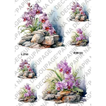 Umělecký papír Rýžový a soft papír na decoupage - Orchidej - KB03760 Materiál: Soft, Rozměr: A4