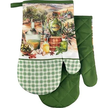 Euromat Chňapka kuchyňská/rukavice s magnetem a poutkem - Olivový olej zelený