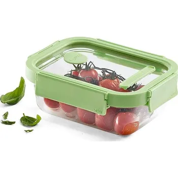 Dóza na potraviny Lékué Skleněná hermetická dóza na potraviny Square Glass, obdélník, 640 ml, zelená