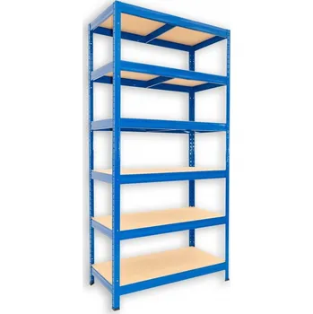 regál Kovový regál do domácnosti Biedrax 50 x 90 x 180 cm, modrý - 6 polic MDF