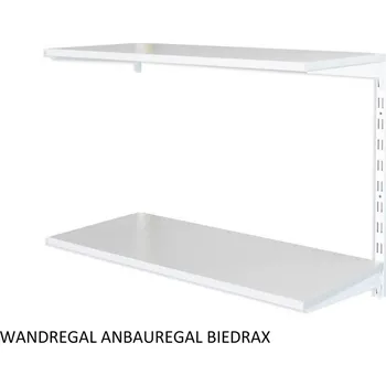 regál Biedrax Nástěnný regál přídavný 35 x 60 x 50 cm, bílý - 2 police šedá