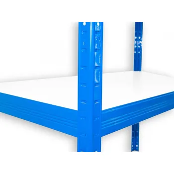 Dílenský regál Kovový regál bezšroubový Biedrax 50 x 90 x 270 cm, modrý - 8 polic bílé lamino 12mm