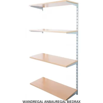 regál Biedrax Nástěnný regál přídavný 40 x 80 x 150 cm, stříbrný - 4 police buk