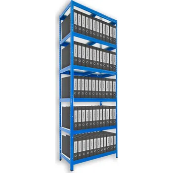 Prodejní regál Regál na šanony Biedrax 60 x 60 x 210 cm, modrý - 6 polic MDF