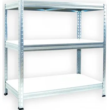 Dílenský regál Kovový regál do dílny Biedrax 50 x 60 x 90 cm, pozinkovaný - 3 police bílé lamino 12mm