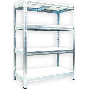 Dílenský regál Kovový regál do dílny Biedrax 35 x 90 x 120 cm, pozinkovaný - 4 police bílé lamino 12mm
