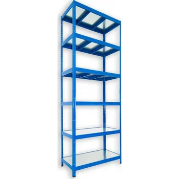 Dílenský regál Kovový regál do technické místnosti Biedrax 35 x 90 x 270 cm, modrý - 6 polic pozink