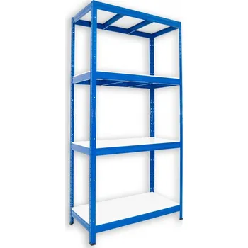 Dílenský regál Kovový regál do spíže Biedrax 50 x 90 x 180 cm, modrý - 4 police bílé lamino 12mm, 300 kg