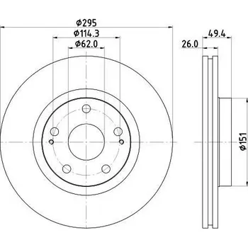 Brzdový kotouč HELLA PAGID Brzdový kotouč PRO - 295 mm HPG 8DD 355 114-671