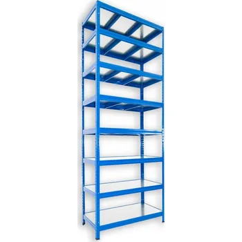 Dílenský regál Kovový regál do technické místnosti Biedrax 60 x 90 x 270 cm, modrý - 8 polic pozink
