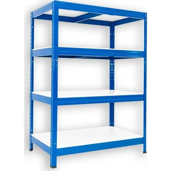Dílenský regál Kovový regál policový Biedrax 50 x 75 x 90 cm, modrý - 4 police bílé lamino 12mm