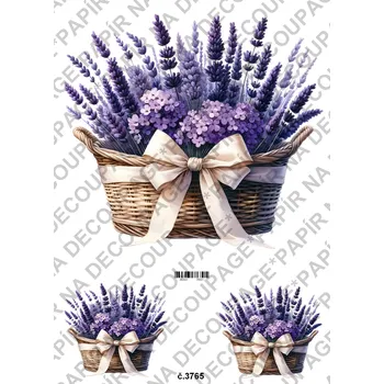 Umělecký papír Rýžový a soft papír na decoupage - Květinový košík - KB03765 Materiál: Soft, Rozměr: A4