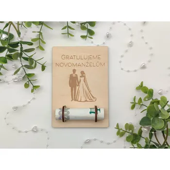 Svatební dekorace Svatební karta na peníze D-decor - Gratulujeme novomanželům