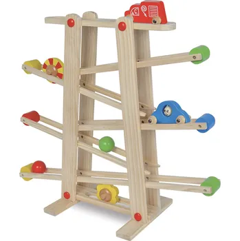 autodráha Eichhorn dřevěná kuličková autodráha Runway pro nejmenší