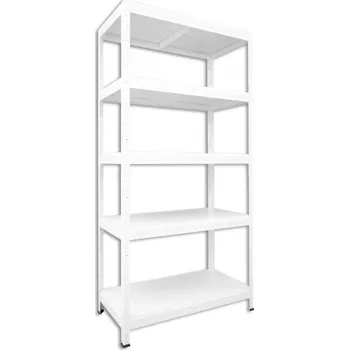 Dílenský regál Kovový regál do technické místnosti Biedrax 50 x 60 x 180 cm, bílý - 5 polic bílé lamino 12mm