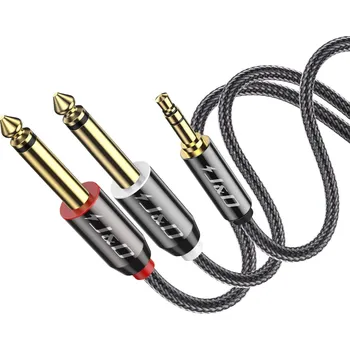 Audio kabel J&D 3.5mm na 6.35mm audio kabel 1.8m zlacený nylonový