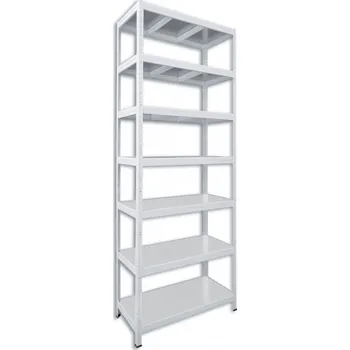 regál Kovový regál do domácnosti Biedrax 35 x 120 x 270 cm, bílý - 7 polic pozink