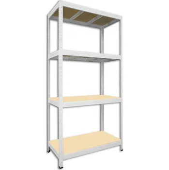 regál Kovový regál do domácnosti Biedrax 60 x 90 x 180 cm, bílý - 4 police MDF, 300 kg