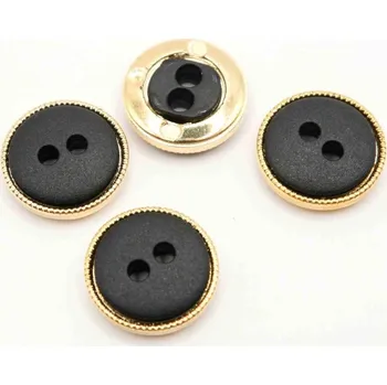 Knoflík Dírkový knoflík - vroubky - černo zlatý - průměr 1,3 cm