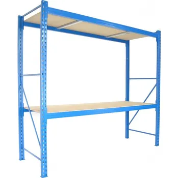Dílenský regál Profesionální regál Biedrax základní 60 x 150 x 400 cm, 2 police - nosnost 350 kg/police, modrý