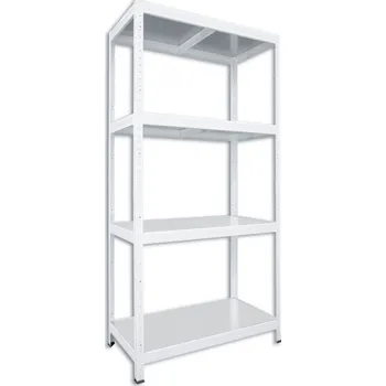 Dílenský regál Kovový regál do technické místnosti Biedrax 45 x 75 x 180 cm, bílý - 4 police pozink