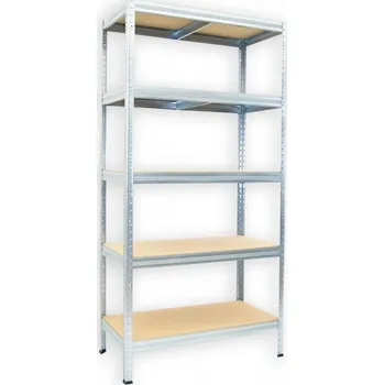 Dílenský regál Kovový regál do dílny Biedrax 50 x 75 x 180 cm, pozinkovaný - 5 polic MDF