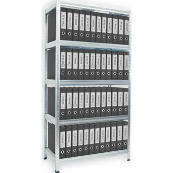 Prodejní regál Regál na šanony Biedrax 45 x 60 x 180 cm, pozinkovaný - 5 polic bílé lamino 12mm