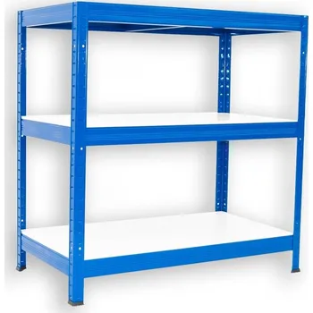 Dílenský regál Kovový regál do technické místnosti Biedrax 50 x 75 x 120 cm, modrý - 3 police bílé lamino 12mm