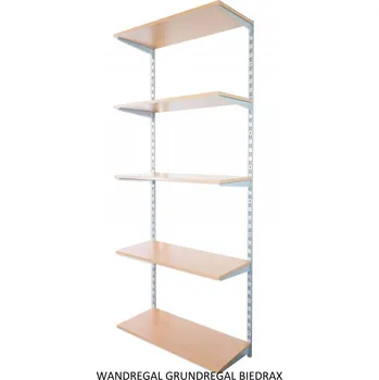 regál Biedrax Nástěnný regál základní 35 x 80 x 200 cm, stříbrný - 5 polic buk