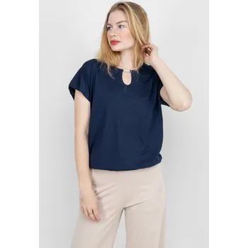 Dámská halenka Pratto dámské halenkové triko s ozdobnou sponou tmavě modré Velikost: 44
