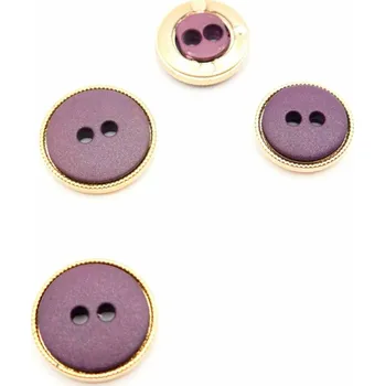 Knoflík Dírkový knoflík - vroubky - fialovo zlatý - průměr 1,55 cm