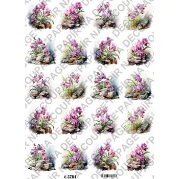 Umělecký papír Rýžový a soft papír na decoupage - Orchidej - KB03761 Materiál: Soft, Rozměr: A4