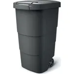 PROSPERPLAST Zahradní nádoba s kolečky WHEELER antracit s recyklovaným černým víkem 110l