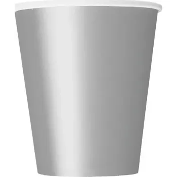 Party nádobí Papírové kelímky stříbrné 14 ks