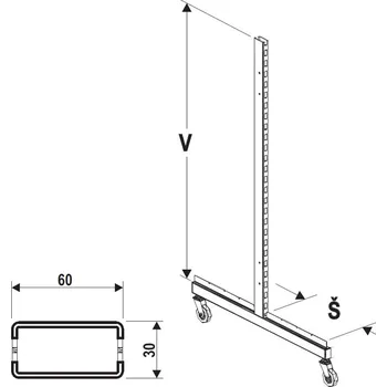 Prodejní regál Wexta Stojina pojízdné gondoly 1831x200 mm se stojinou 60x30 mm - pravá
