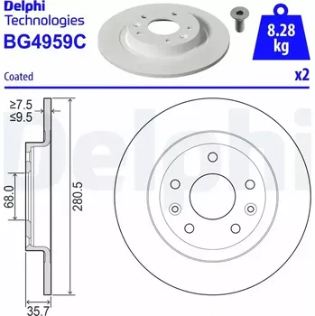 Brzdový kotouč DELPHI Brzdový kotouč - 280 mm DF BG4959C