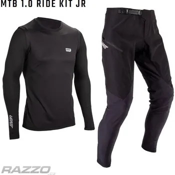 cyklistický dres Dětský komplet na kolo LEATT MTB 1.0 Ride Kit Junior Black 2025 kalhoty Y28 / dres YXL