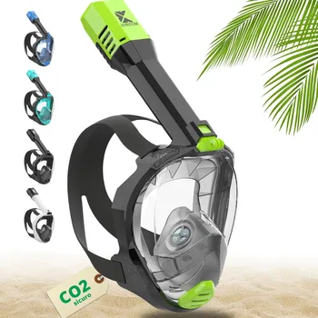 Potápěčská maska Khroom Seaview Pro Maska Šnorchlování Celoobličejová Neonově Zelená L/XL CO2 Bezpečná