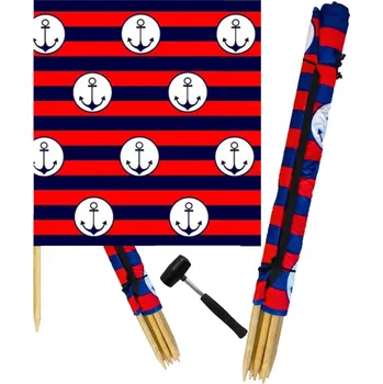 Obraz Paraván KMBE Kotvy odstíny modré 80 cm x 6 m x 104 cm