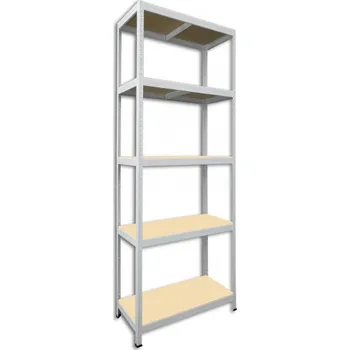 Dílenský regál Kovový regál do sklepa Biedrax 35 x 75 x 210 cm, bílý - 5 polic MDF