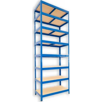 Dílenský regál Kovový regál Biedrax 35 x 90 x 270 cm, modrý - 8 polic MDF