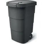 PROSPERPLAST Zahradní nádoba s kolečky WHEELER antracit s recyklovaným černým víkem 95l